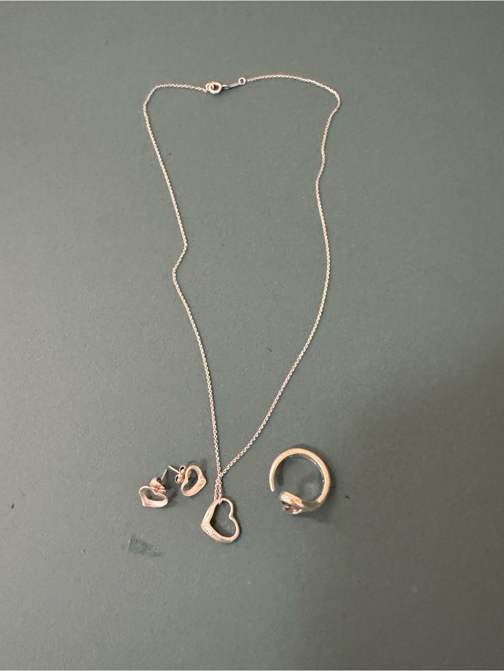 Authentic Tiffany & Co. Elsa Peretti Open Heart Sterling Silver Jewelry Set - Picture 12 of 12